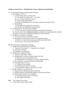 Outline Lecture Eleven&mdash;Redefining the Umma: Muhammad and