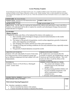 Set the stage for studying the Industrial Revolution and analyzing its