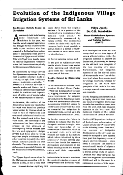 Evolution of the Indigenous Village Irrigation Systems of Sri Lanka