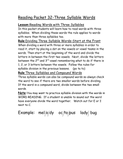 3 Syllable Words Reading Packet