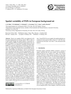 Spatial variability of POPs in European background air