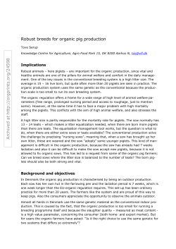 Robust breeds for organic pig production Archived at http://orgprints