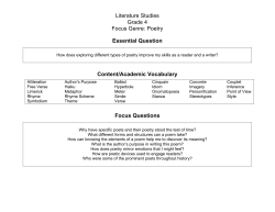 Literature Studies Grade 4 Focus Genre: Poetry Essential Question