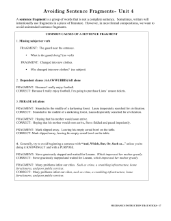 Avoiding Sentence Fragments&ndash; Unit 4