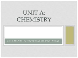 UNIT A: CHEMISTRY