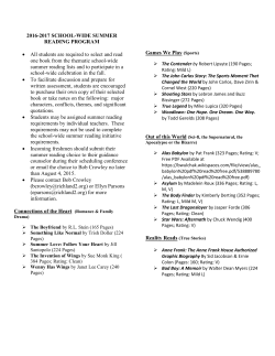 2016-2017 SCHOOL-WIDE SUMMER READING PROGRAM • All