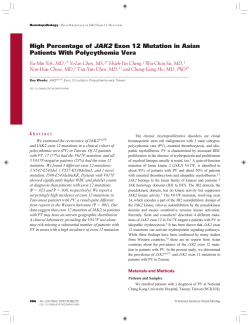 High Percentage of JAK2 Exon 12 Mutation in Asian Patients With