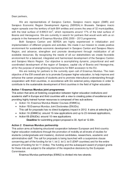 Dear partners, We are representatives of Sarajevo Canton, Sarajevo