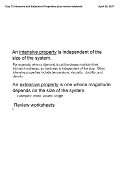 Day 12 Intensive and Extensive Properties plus review.notebook