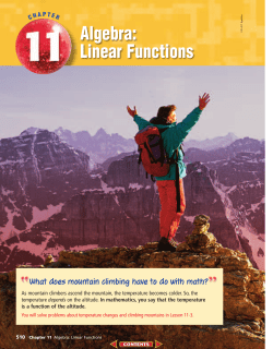 Chapter 11: Algebra: Linear Functions