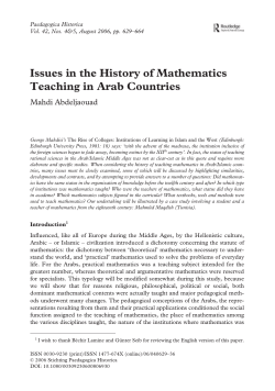 Issues in the History of Mathematics Teaching in Arab - CIMM
