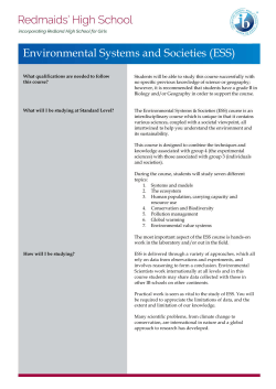 Environmental Systems and Societies (ESS)