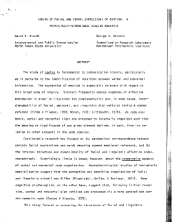 CODING OF FACIAL AND VERBAL EXPRESSIONS OF EMOTION