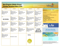 New Brighton Middle School October Breakfast Menu 2016