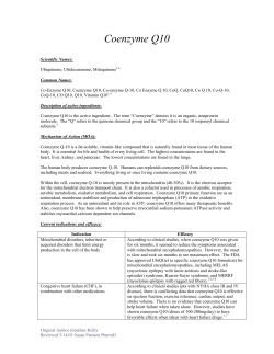 Coenzyme Q10 - University of Colorado Denver