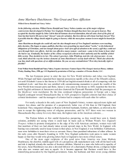 Anne Marbury Hutchinson: This Great and Sore