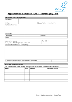Welfare Fund Tenant Enquiry Form
