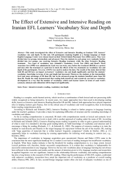 The Effect of Extensive and Intensive Reading on Iranian EFL