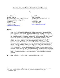 Executive Prerogative: The Use of Executive Orders in New Jersey