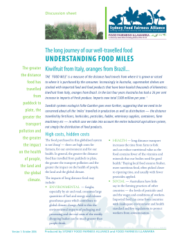 UNDERSTANDING FOOD MILES - Sydney Food Fairness Alliance