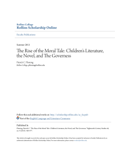 The Rise of the Moral Tale: Children`s Literature, the Novel, and The