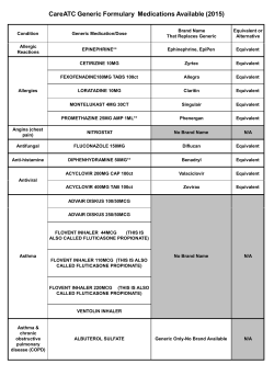 CareATC Generic Formulary Medications Available (2015)