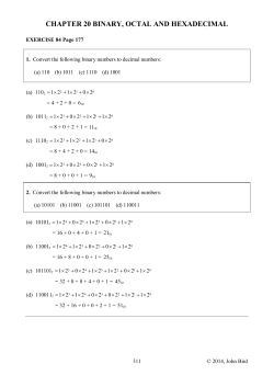 CHAPTER 20 BINARY, OCTAL AND HEXADECIMAL