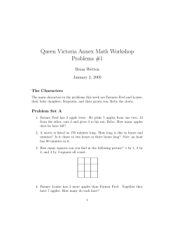 Queen Victoria Annex Math Workshop Problems #1