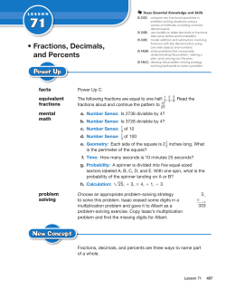 Fractions, Decimals, and Percents