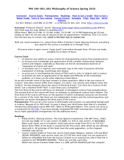 PHI 340-001, 601 Philosophy of Science Spring 2010