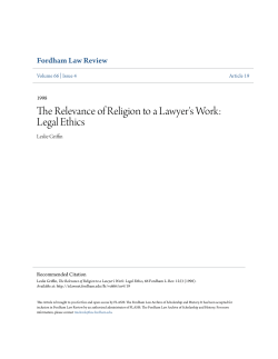 The Relevance of Religion to a Lawyer`s Work: Legal Ethics