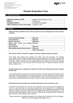 Student Evaluation Form - Victoria University of Wellington