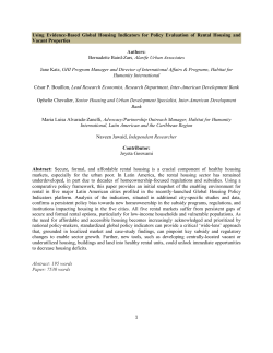 Outline draft: Using Evidence-Based Global Housing Indicators for