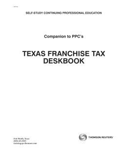 texas franchise tax deskbook - Checkpoint Learning