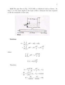 1 3.12 The pipe flow in Fig. P.3.12 fills a cylindrical tank as shown. At