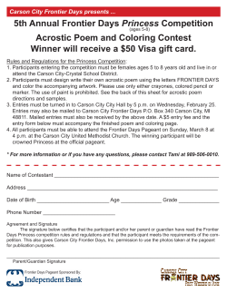5th Annual Frontier Days Princess Competition Acrostic Poem and