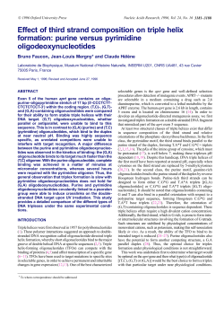 Effect of third strand composition on triple helix formation: purine