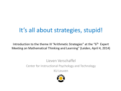 It`s all about strategies, stupid!