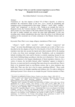 The &ldquo;image&rdquo; of the cave and the constant temptation to correct Plato