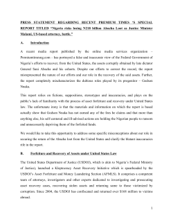 PRESS STATEMENT REGARDING RECENT PREMIUM TIMES `S