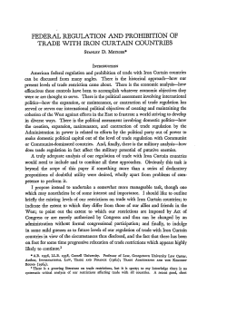 Federal Regulation and Prohibition of Trade With Iron Curtain