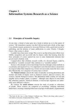 Information Systems Research as a Science