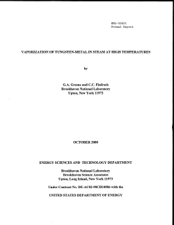 vaporization of tungsten-metal in steam at high