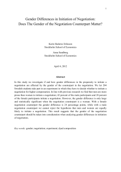 Gender Differences in Initiation of Negotiation: Does The Gender of