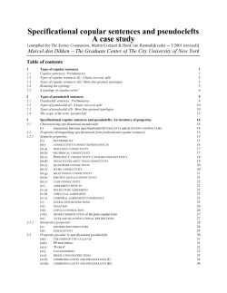 Specificational copular sentences and pseudoclefts A case study
