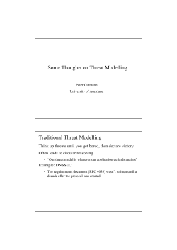 Some Thoughts on Threat Modelling Traditional Threat Modelling