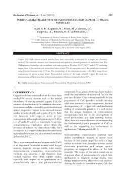 Photocatalytic Activity of Nanostructured Copper (II)