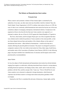 Humanitarian Intervention - The Debate on Humanitarian Intervention