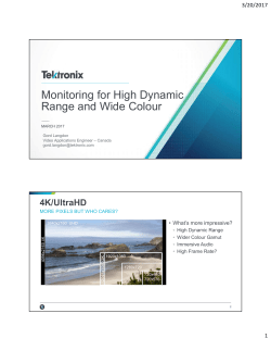 Monitoring for High Dynamic Range and Wide Colour