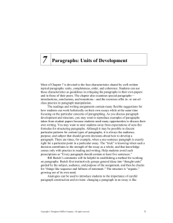 7 Paragraphs: Units of Development